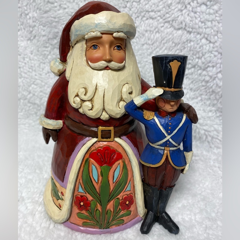 Enesco Jim Shore Heartwood Creek Santa with Toy Soldier Figurine, 6.25-Inch